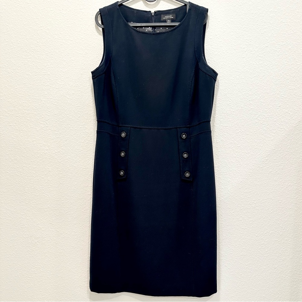 Pre-loved TAHARI Arthur S. Levine Navy Sleeveless Midi Dress!